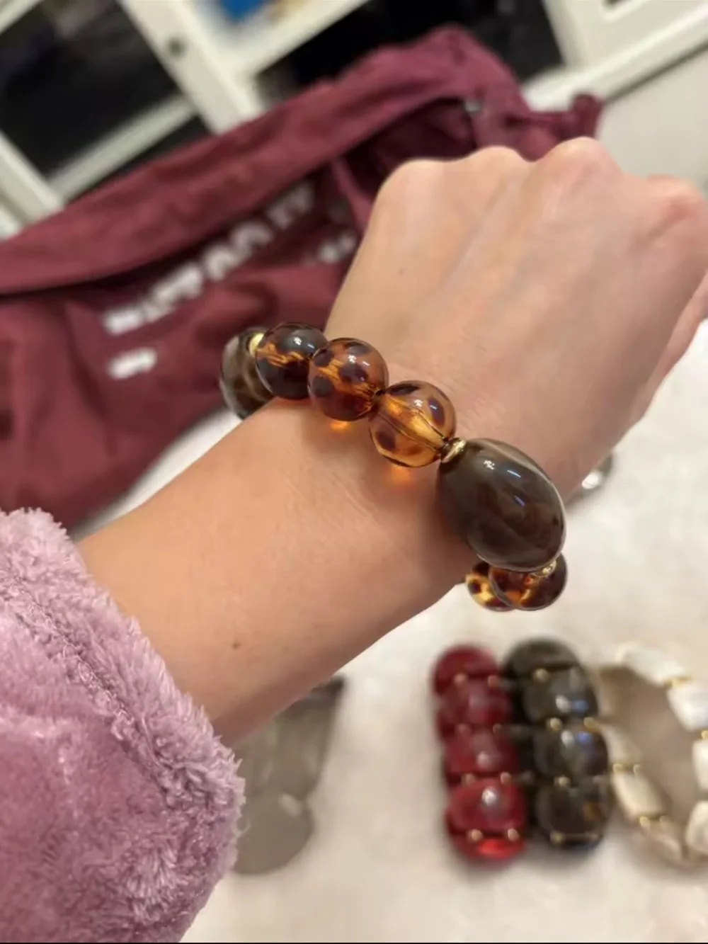 Amber Beaded Stretch Bracelet